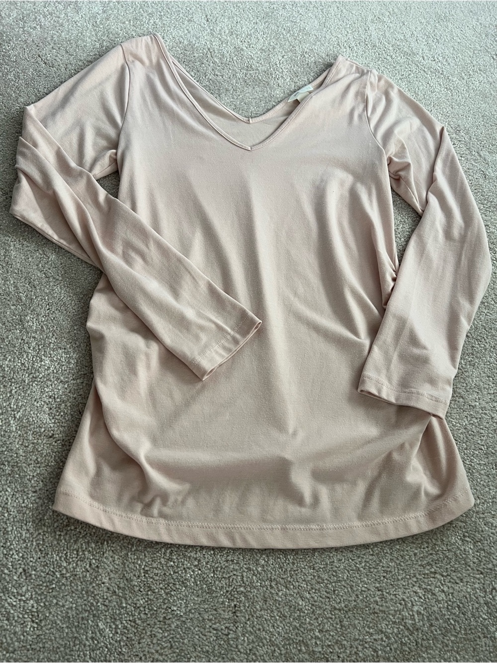 H&M Long Sleeve V-Neck Top in Light Blush